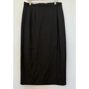 Jacqueline Ferrar Wool Wrap Maxi Skirt Womens Size 16 USA Made Black Minimalist